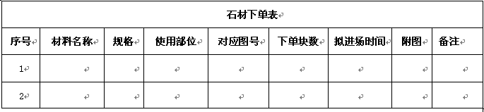 石材工程項(xiàng)目管理的四個階段所需要的表格