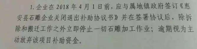 福建惠安縣石雕企業(yè)關閉退出的補助方案