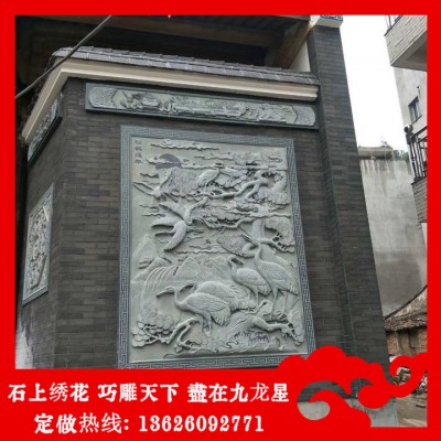 松鶴延年浮雕 麒麟送子浮雕 寺廟石雕浮雕壁畫(huà)